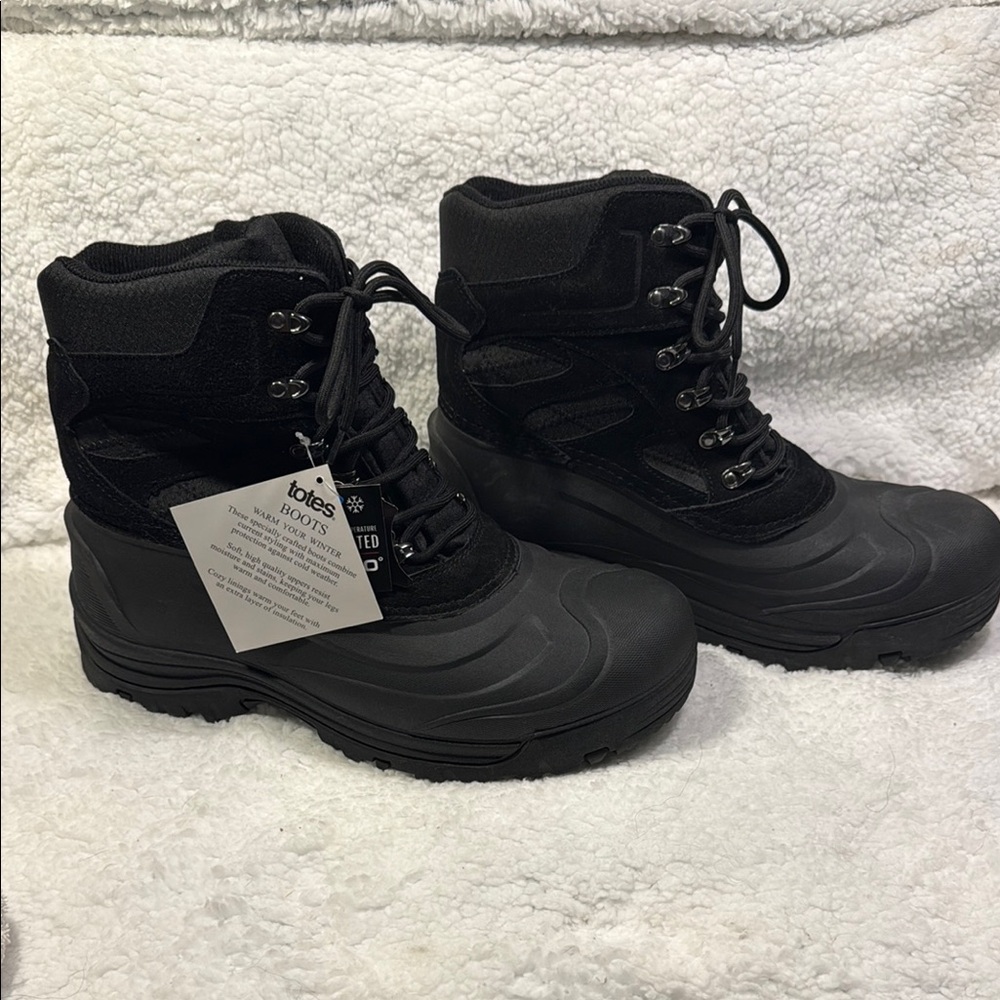 Totes Black Lace-Up Boots